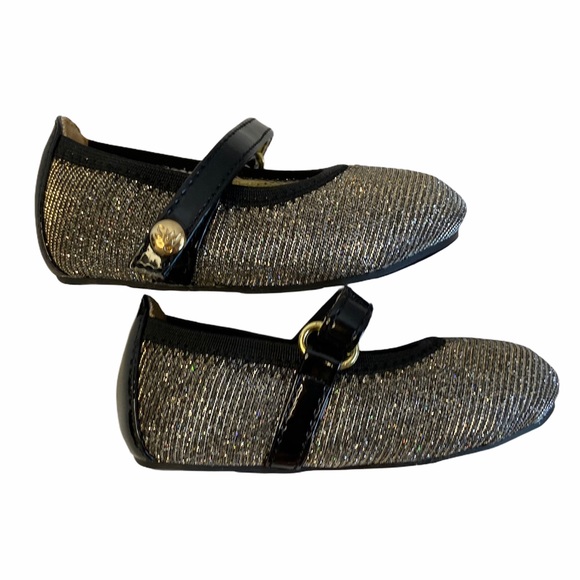 Stuart Weitzman Infant Black Gold Slip On Shoes - Picture 5 of 9